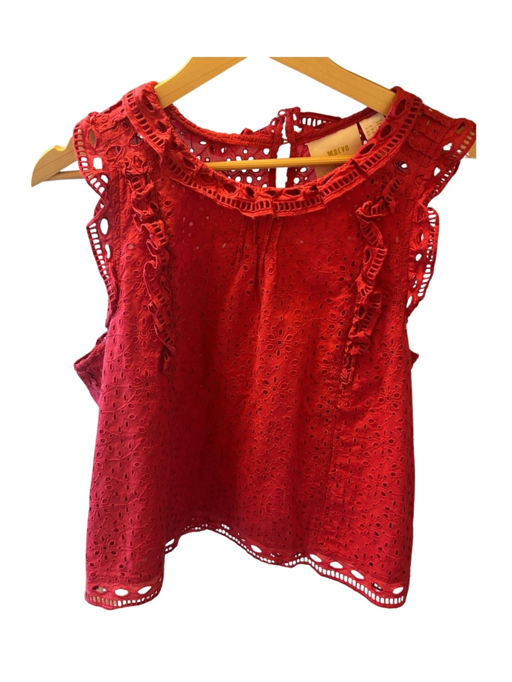 Maeve Pink Eyelet Ruffle Sleeveless Top size 10